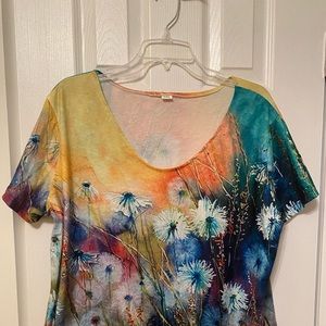 Short Sleeve 3X Flower Design top